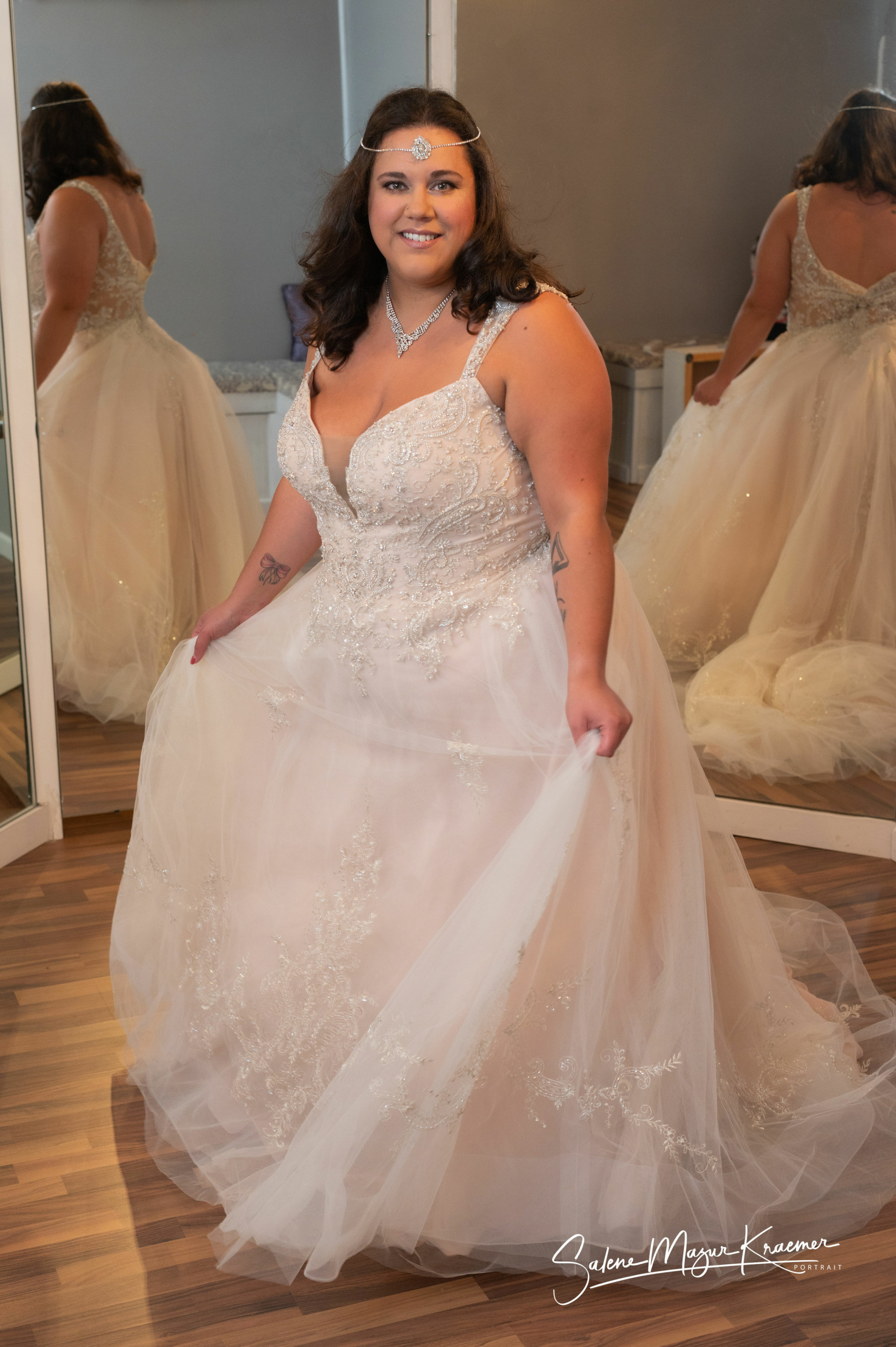 Beaded top ball gown with straps