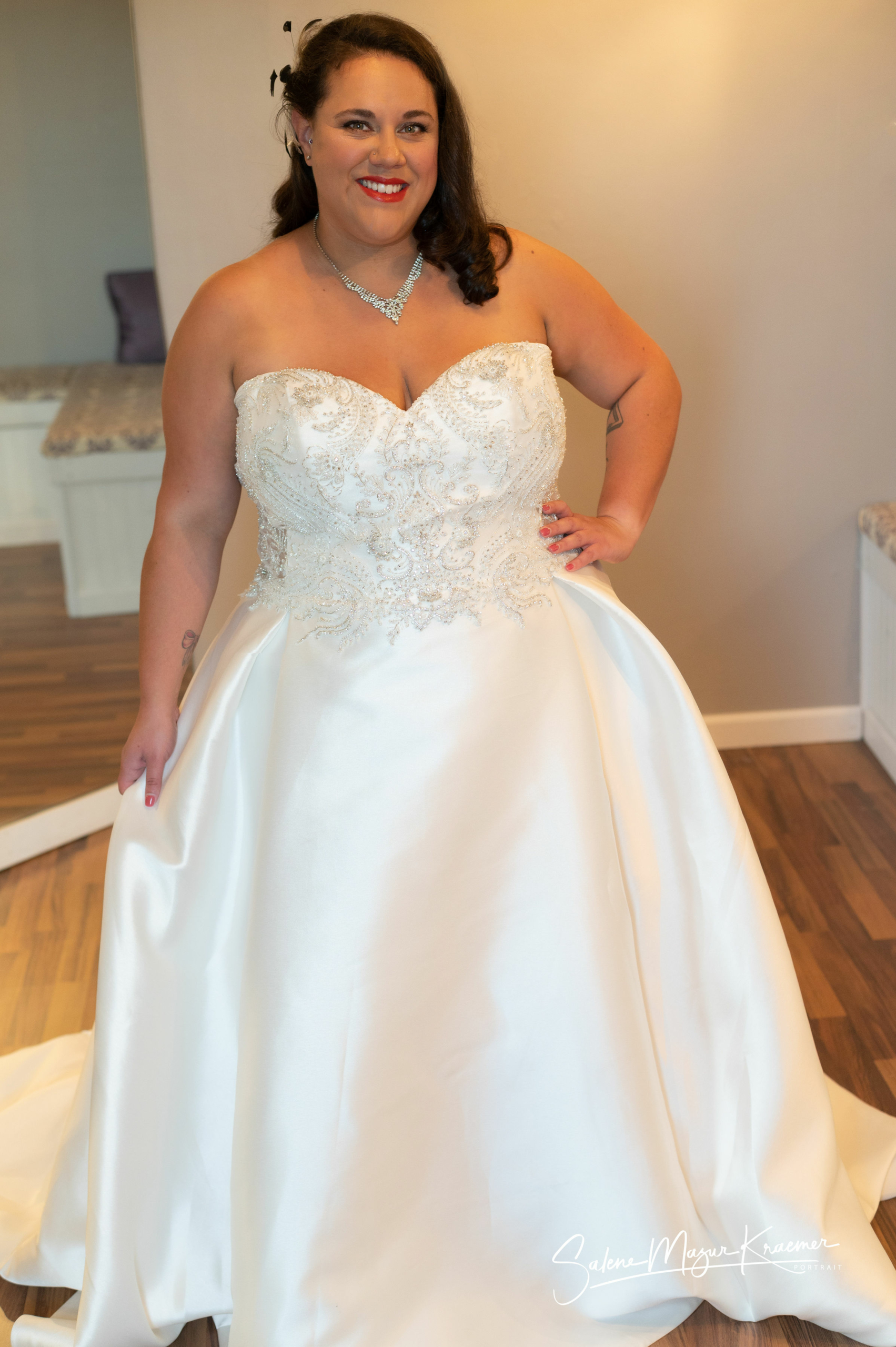 Mikado gown with beaded top